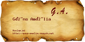 Güns Amália névjegykártya